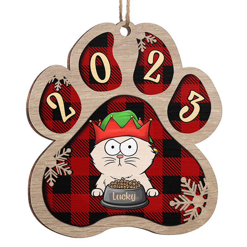 Joyeux Pawlidays - Ornement personnalisé en forme de patte de chat en bois - Cadeau de Noël pour les propriétaires et les amoureux des animaux