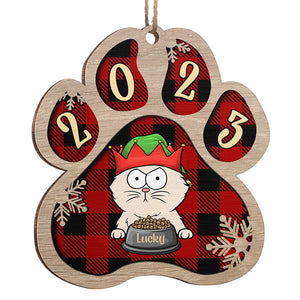 Joyeux Pawlidays - Ornement personnalisé en forme de patte de chat en bois - Cadeau de Noël pour les propriétaires et les amoureux des animaux