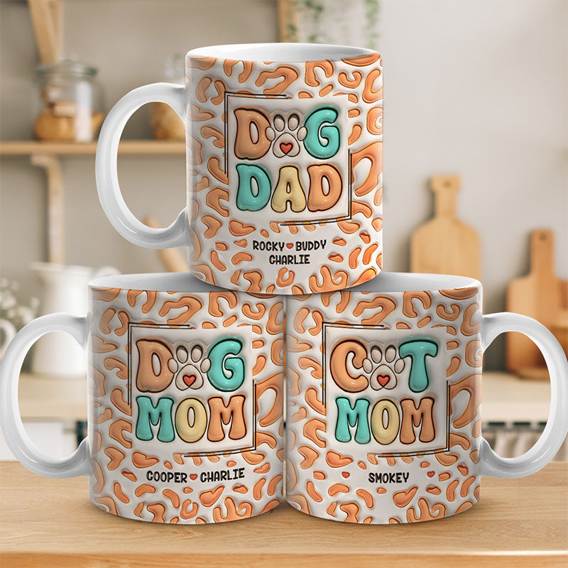 Joyeux Noël, Père Noël et pattes - Mug personnalisé effet gonflé 3D pour chien et chat - Cadeau de Noël pour les propriétaires et les amoureux des animaux