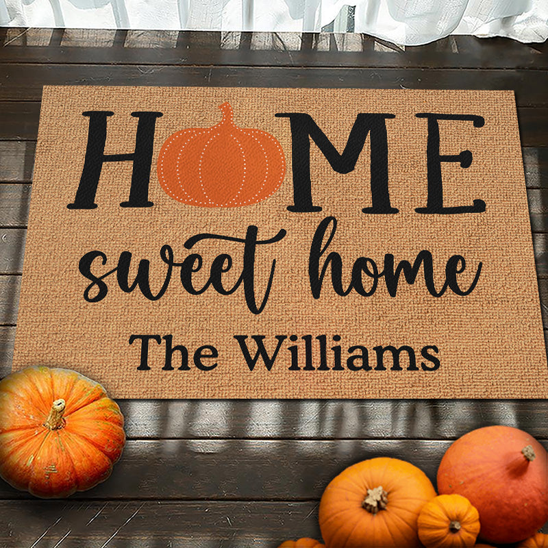 Bienvenue chez vous, doux chez vous ! Tapis décoratif personnalisé pour la maison ! Cadeau d'Halloween pour les membres de la famille