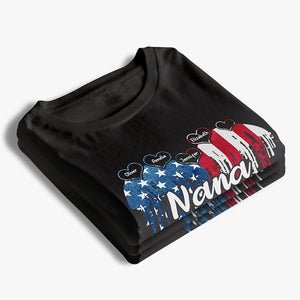 Grand-mère et ses enfants - T-shirt patriotique unisexe personnalisé, sweat à capuche, sweat-shirt - Jour de l'Indépendance, 4 juillet, cadeau d'anniversaire pour grand-mère