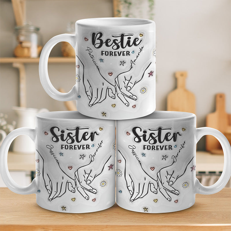 Forever My Sister - Mug personnalisé avec effet gonflable 3D - Cadeau pour meilleures amies, meilleures amies, sœurs