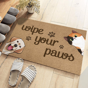 Essuyez vos pattes - Tapis décoratif personnalisé pour chien et chat - Cadeau de pendaison de crémaillère, cadeau pour propriétaires d'animaux et amoureux des animaux