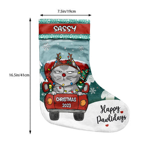 Joyeux Pawlidays - Chaussette de Noël personnalisée pour chat et chien - Cadeau de Noël pour propriétaires et amoureux des animaux
