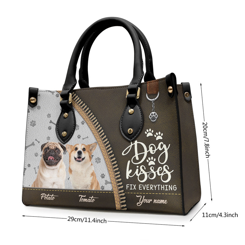 Sac à main en cuir personnalisé avec photo « La vie est meilleure avec des bébés à fourrure » pour chiens et chats - Cadeau pour propriétaires et amoureux des animaux
