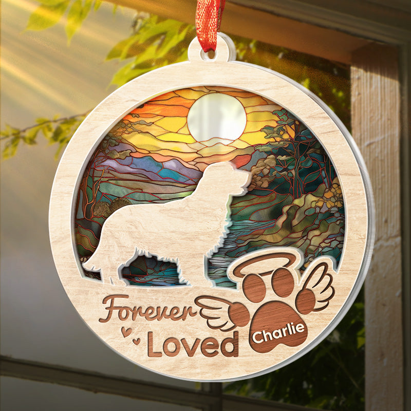 Tu as laissé des empreintes de pattes sur mon cœur - Ornement attrape-soleil personnalisé commémoratif - Forme ronde en acrylique - Cadeau de condoléances pour les propriétaires d'animaux et les amoureux des animaux