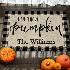 Hé, citrouille ! – Tapis décoratif personnalisé pour la maison – Cadeau d'Halloween pour les membres de la famille