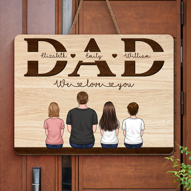 Nous t'aimons papa - Panneau rectangulaire personnalisé en bois pour décoration d'intérieur - Cadeau de pendaison de crémaillère pour papa