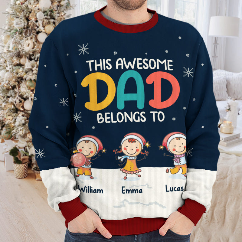 Ce papa génial - Sweat-shirt personnalisé en laine unisexe - Cadeau de Noël pour papa
