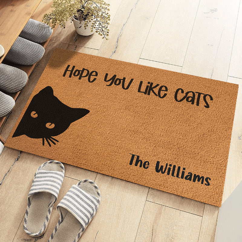J'espère que vous aimez les chats ou les chiens - Tapis décoratif personnalisé pour chien et chat - Cadeau de pendaison de crémaillère pour les propriétaires d'animaux et les amoureux des animaux