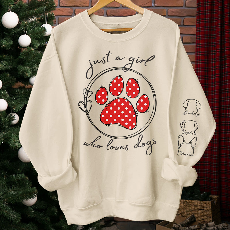 Juste une belle fille qui aime les animaux - Sweat-shirt unisexe personnalisé pour chien et chat avec motif sur la manche - Cadeau pour les propriétaires d'animaux et les amoureux des animaux