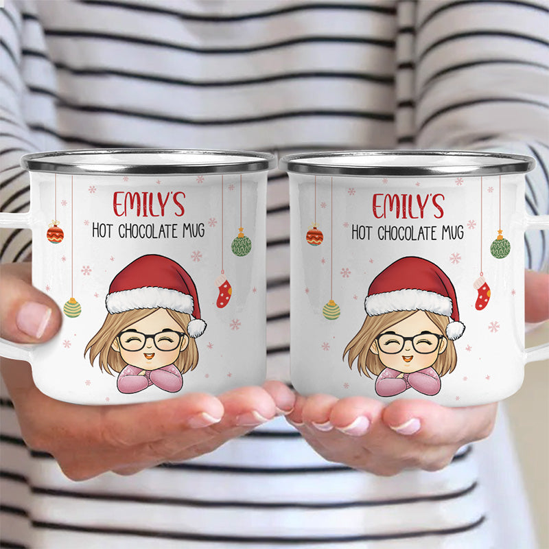 En attendant la neige et les lueurs des fêtes – Tasse à chocolat chaud personnalisée pour enfants, cadeau de Noël pour enfants et membres de la famille