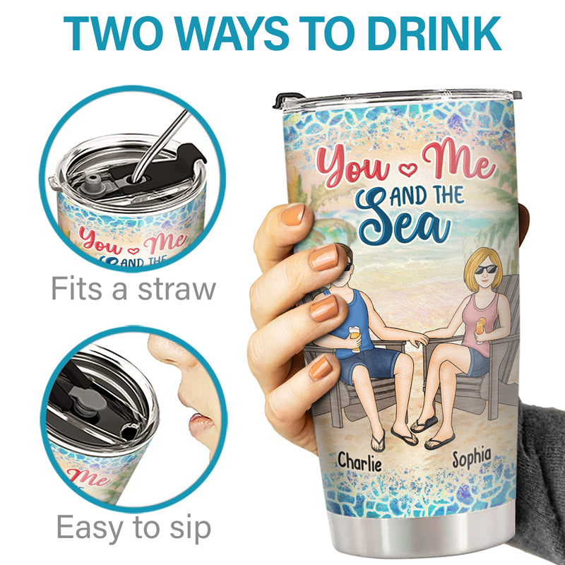 Toi, moi et la mer - Verre personnalisé pour couple - Cadeau pour mari et femme, anniversaire