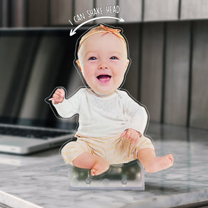Photo personnalisée d'un bébé adorable - Support personnalisé pour la famille avec tête secouée - Téléchargez une photo, cadeau pour les membres de la famille