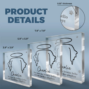 Tu me manqueras jusqu'à notre prochaine rencontre - Plaque commémorative personnalisée en acrylique de forme carrée - Cadeau de condoléances, cadeau pour les propriétaires d'animaux de compagnie, les amoureux des animaux