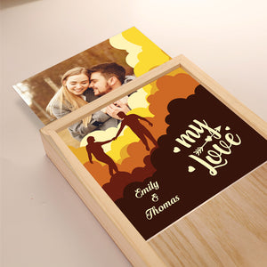 Cadre photo personnalisé « Love You » pour couple, boîte lumineuse personnalisée, cadeau pour mari et femme, anniversaire