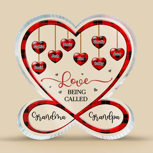 J'adore être appelé grand-mère, grand-père ! Plaque acrylique personnalisée en forme de cœur infini pour la famille ! Cadeau pour les membres de la famille