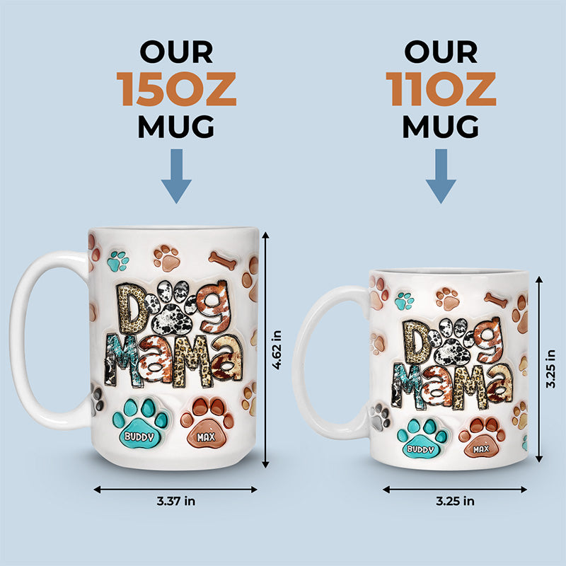 Tasse personnalisée avec effet gonflable 3D « Full Time Dog Mama » - Cadeau de Noël pour les propriétaires et les amoureux des animaux