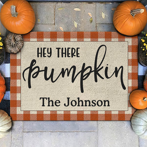Hé, citrouille ! – Tapis décoratif personnalisé pour la maison – Cadeau d'Halloween pour les membres de la famille