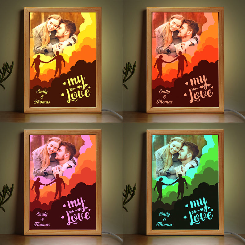 Cadre photo personnalisé « Love You » pour couple, boîte lumineuse personnalisée, cadeau pour mari et femme, anniversaire
