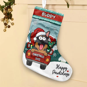 Joyeux Pawlidays - Chaussette de Noël personnalisée pour chat et chien - Cadeau de Noël pour propriétaires et amoureux des animaux