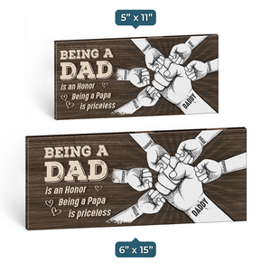 Être papa est un honneur - Panneau rectangulaire personnalisé en bois pour décoration d'intérieur - Cadeau de pendaison de crémaillère pour papa et grand-père