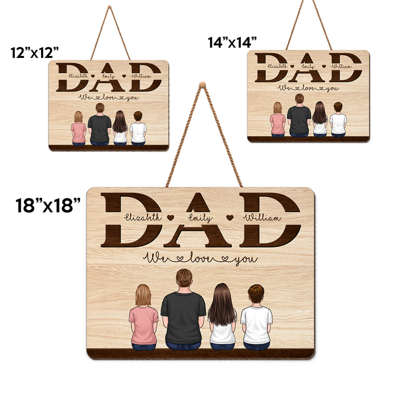 Nous t'aimons papa - Panneau rectangulaire personnalisé en bois pour décoration d'intérieur - Cadeau de pendaison de crémaillère pour papa