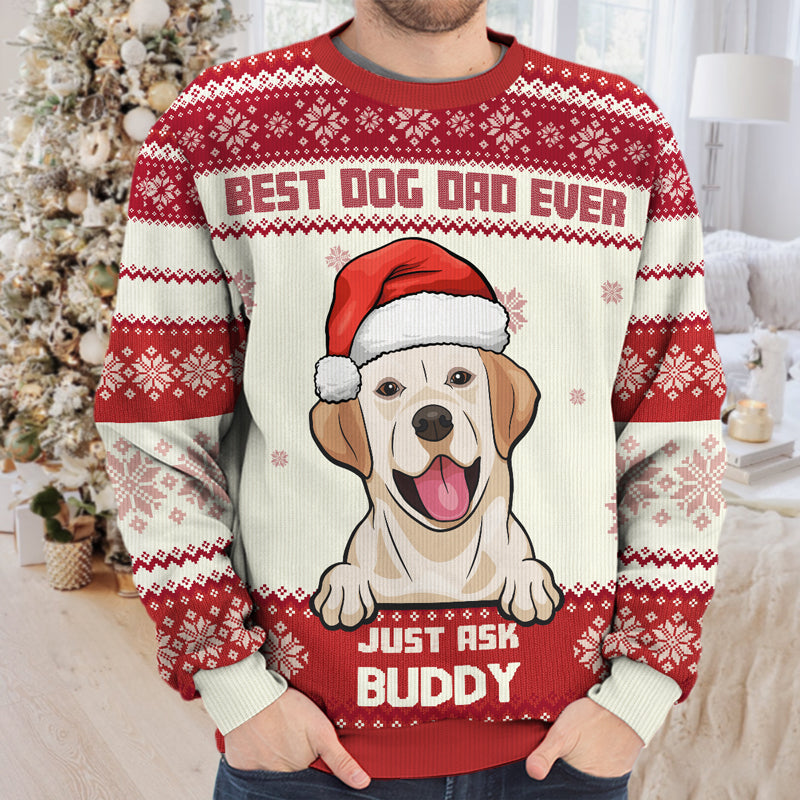Best Dog Mom Ever - Personalized Custom Unisex Ugly Christmas Sweatshirt, Wool Sweatshirt, All-Over-Print Sweatshirt - Gift For Dog Lovers, Pet Lovers, Christmas Gift