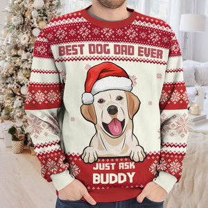 Best Dog Mom Ever - Personalized Custom Unisex Ugly Christmas Sweatshirt, Wool Sweatshirt, All-Over-Print Sweatshirt - Gift For Dog Lovers, Pet Lovers, Christmas Gift