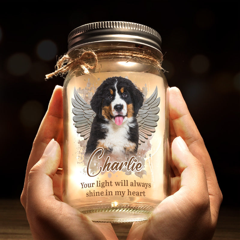 Photo personnalisée « Si l'amour avait pu vous sauver » - Lampe commémorative personnalisée en pot Mason - Cadeau de condoléances pour les propriétaires et les amoureux des animaux