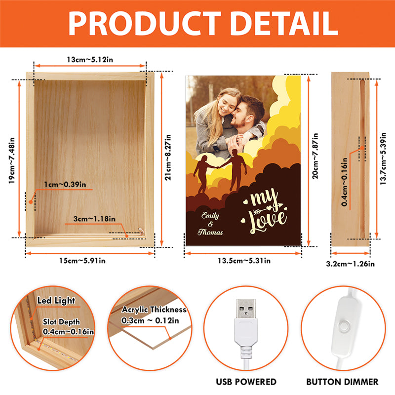 Cadre photo personnalisé « Love You » pour couple, boîte lumineuse personnalisée, cadeau pour mari et femme, anniversaire