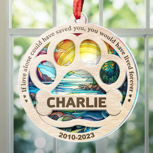 No Longer By My Side, Forever In My Heart - Memorial Personalized Custom Suncatcher Ornament - Acrylic Round Shaped - Sympathy Gift For Pet Owners, Pet Lovers