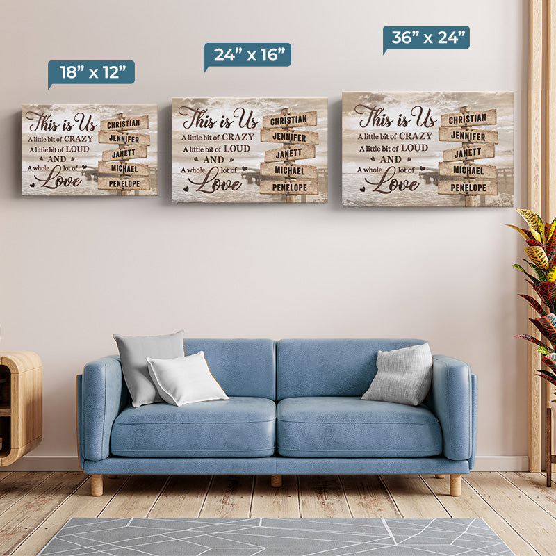 C'est nous et beaucoup d'amour - Toile horizontale personnalisée pour la famille - Cadeau pour les membres de la famille