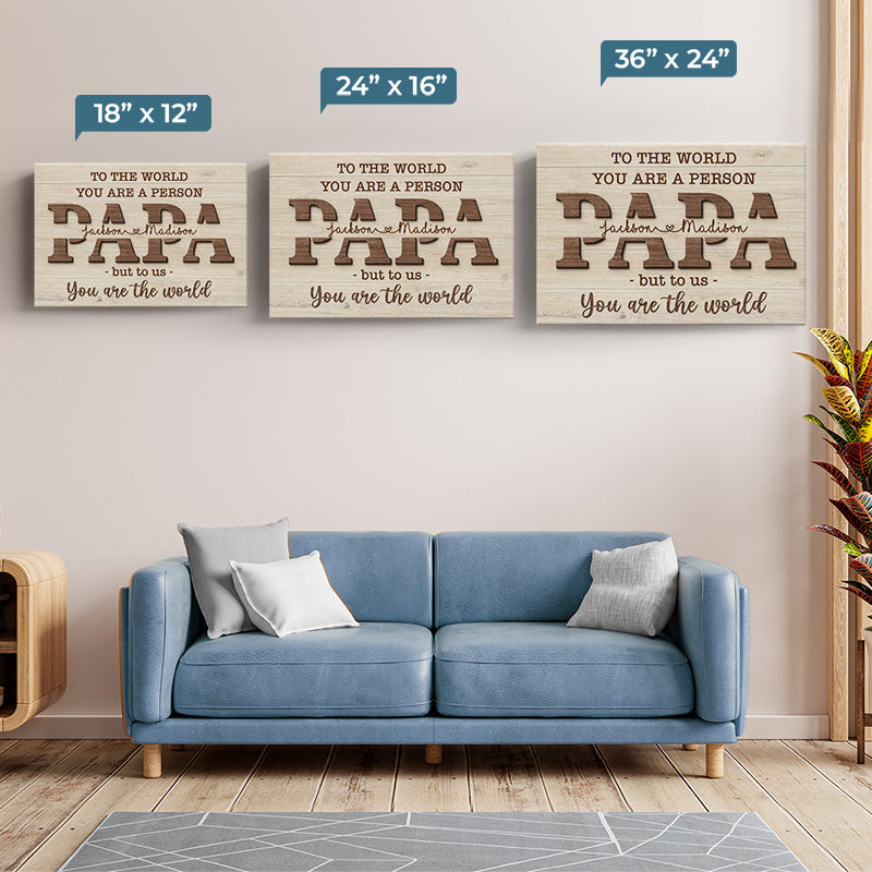 Je t'aime papa - Toile horizontale personnalisée pour la famille - Cadeau d'anniversaire pour papa, grand-père