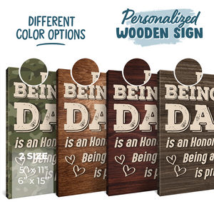 Être papa est un honneur - Panneau rectangulaire personnalisé en bois pour décoration d'intérieur - Cadeau de pendaison de crémaillère pour papa et grand-père