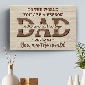 Je t'aime papa - Toile horizontale personnalisée pour la famille - Cadeau d'anniversaire pour papa, grand-père