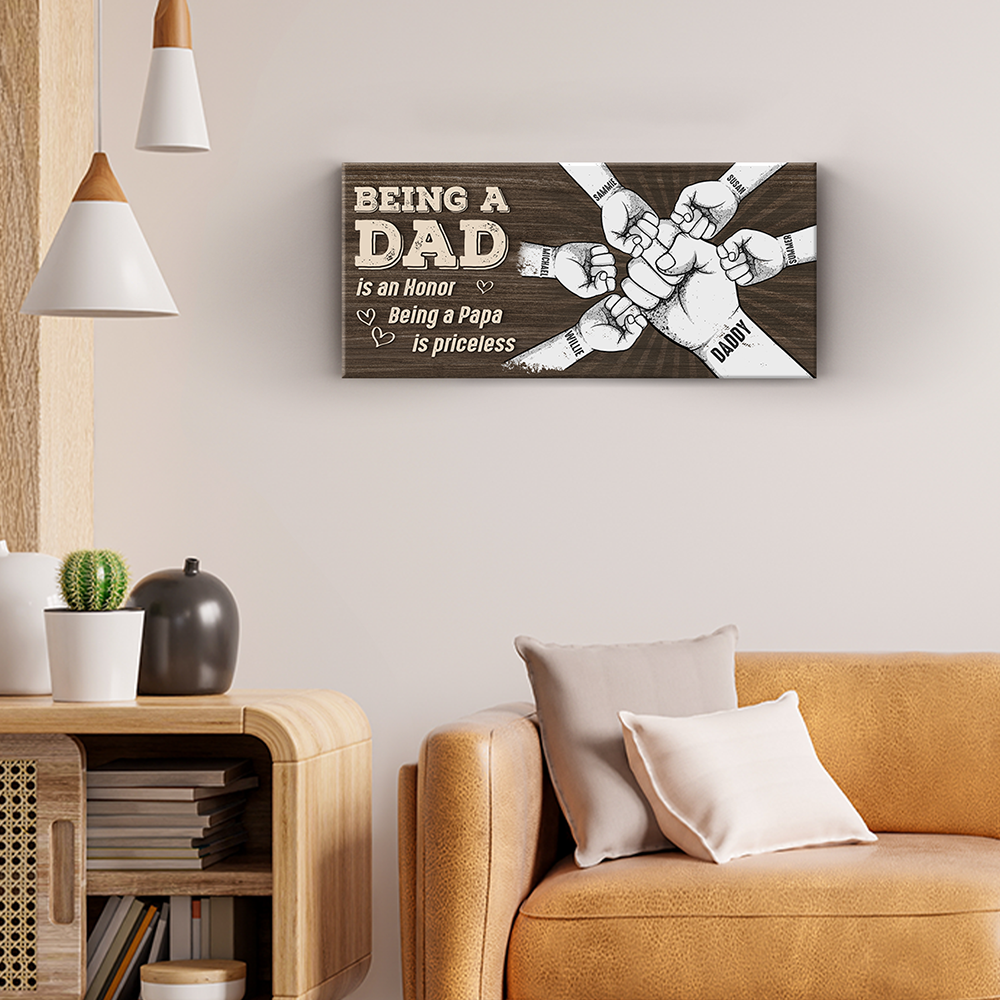 Être papa est un honneur - Panneau rectangulaire personnalisé en bois pour décoration d'intérieur - Cadeau de pendaison de crémaillère pour papa et grand-père