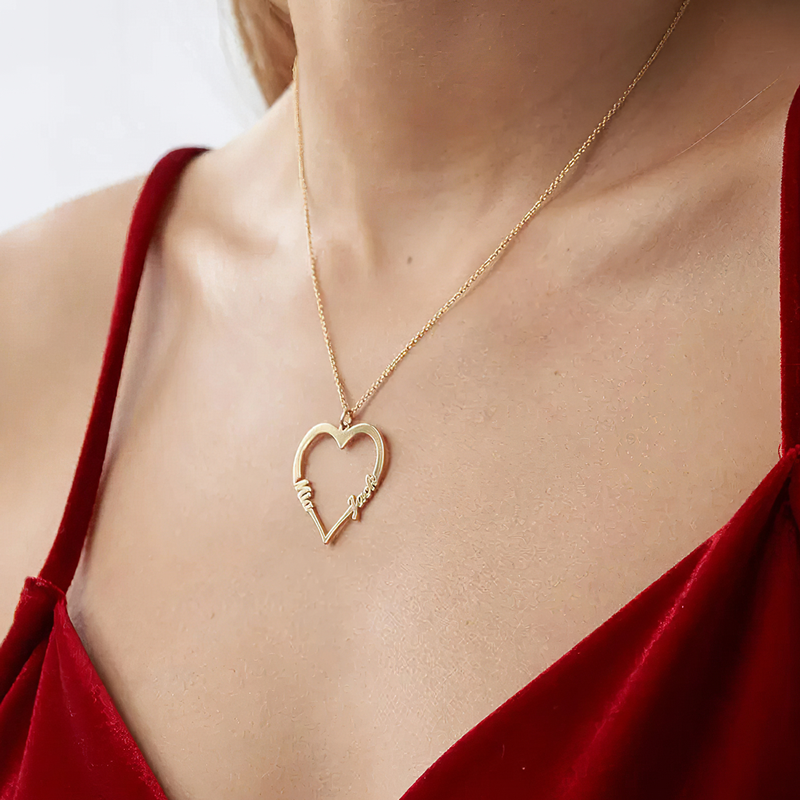 Tu es mon amour, mon tout - Collier personnalisé en forme de cœur minimaliste avec nom en forme de texte - Cadeau d'anniversaire pour femme, anniversaire, fiançailles, mariage, cadeau de mariage