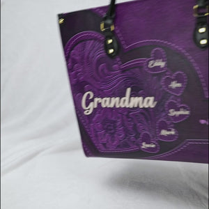 Les grands-mères sont les racines d'un arbre généalogique - Sac à main en cuir personnalisé pour la famille - Cadeau pour maman et grand-mère