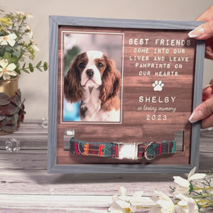 Custom Photo Pet Loss Sign, Collar Frame - Personalized Pet Memorial Sympathy Gifts For Dogs, Cats - Run Free Over Rainbow Bridge