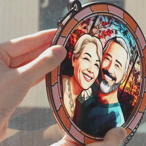 Photo personnalisée « Je tombe amoureux de toi chaque jour » - Ornement attrape-soleil personnalisé pour fenêtre - Cadeau pour mari et femme, anniversaire