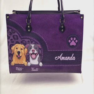 Maman chien, plus d'amour et moins d'aboiements - Sac à main en cuir personnalisé pour chien - Fête des Mères, cadeau pour les propriétaires d'animaux et les amoureux des animaux