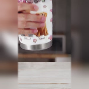 Four Paws, One Heart - Dog & Cat Personalized Custom 3D Inflated Effect Printed Tumbler - Gift For Pet Owners, Pet Lovers