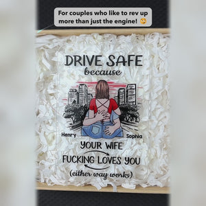Soyez prudent pendant votre voyage - Ornement de voiture personnalisé pour couple - Forme personnalisée en acrylique - Cadeau pour mari et femme, anniversaire