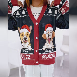 Furry Love Makes Christmas Complete - Dog & Cat Personalized Custom Ugly Christmas Cardigan - Christmas Gift For Pet Owners, Pet Lovers