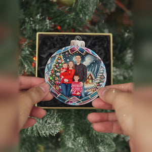 Photo personnalisée « Le cœur de Noël est la famille » - Décoration familiale personnalisée - Bois, acrylique, forme personnalisée - Cadeau de Noël pour les membres de la famille