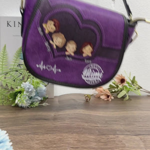 A Purse Full Of Love, A Heart Full Of Grandkids - Family Personalized Custom Leather Saddle Bag - Mother's Day, Gift For Mom, Grandma