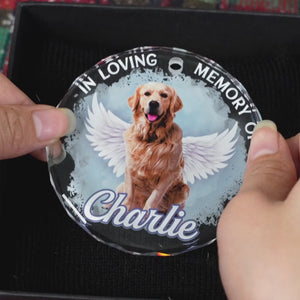 Photo personnalisée « Là où il y a de l'amour, il n'y a pas de fin » – Ornement en verre rond personnalisé commémoratif – Cadeau de condoléances, cadeau de Noël pour les propriétaires d'animaux et les amoureux des animaux