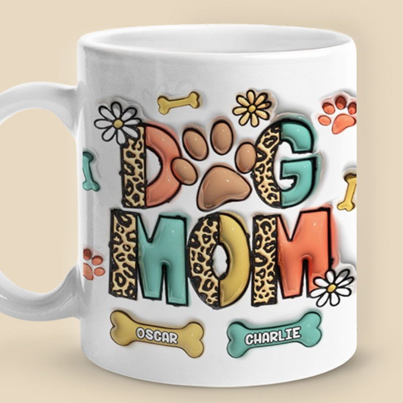 Yappy Holidays Cat Mom Dog Mom - Mug personnalisé avec effet gonflable 3D pour chien et chat - Cadeau de Noël pour les propriétaires et les amoureux des animaux