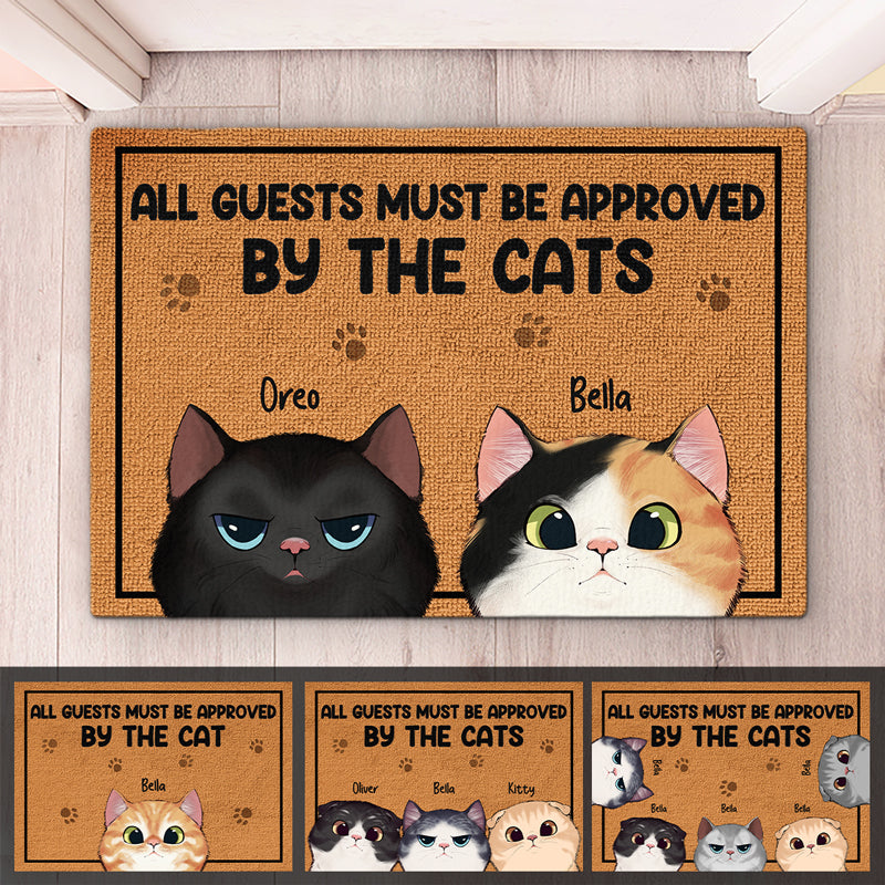 Tous les invités doivent être approuvés - Tapis décoratif personnalisé pour chat - Cadeau pour propriétaires d'animaux et amoureux des animaux